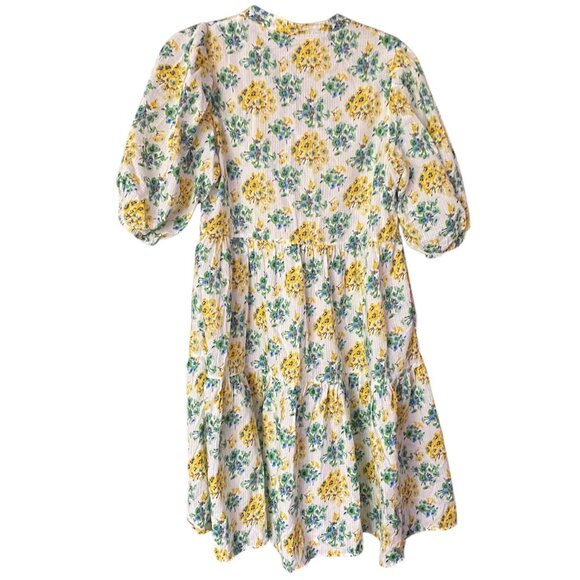 UNIQLO X PAUL & JOE Puff Sleeve Cotton Floral Dress with Pockets Size M - Picture 2 of 7